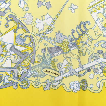 Hermes Silk La Folle Parade Scarf 90 Juane Vif Juane Soufre 4 of 4