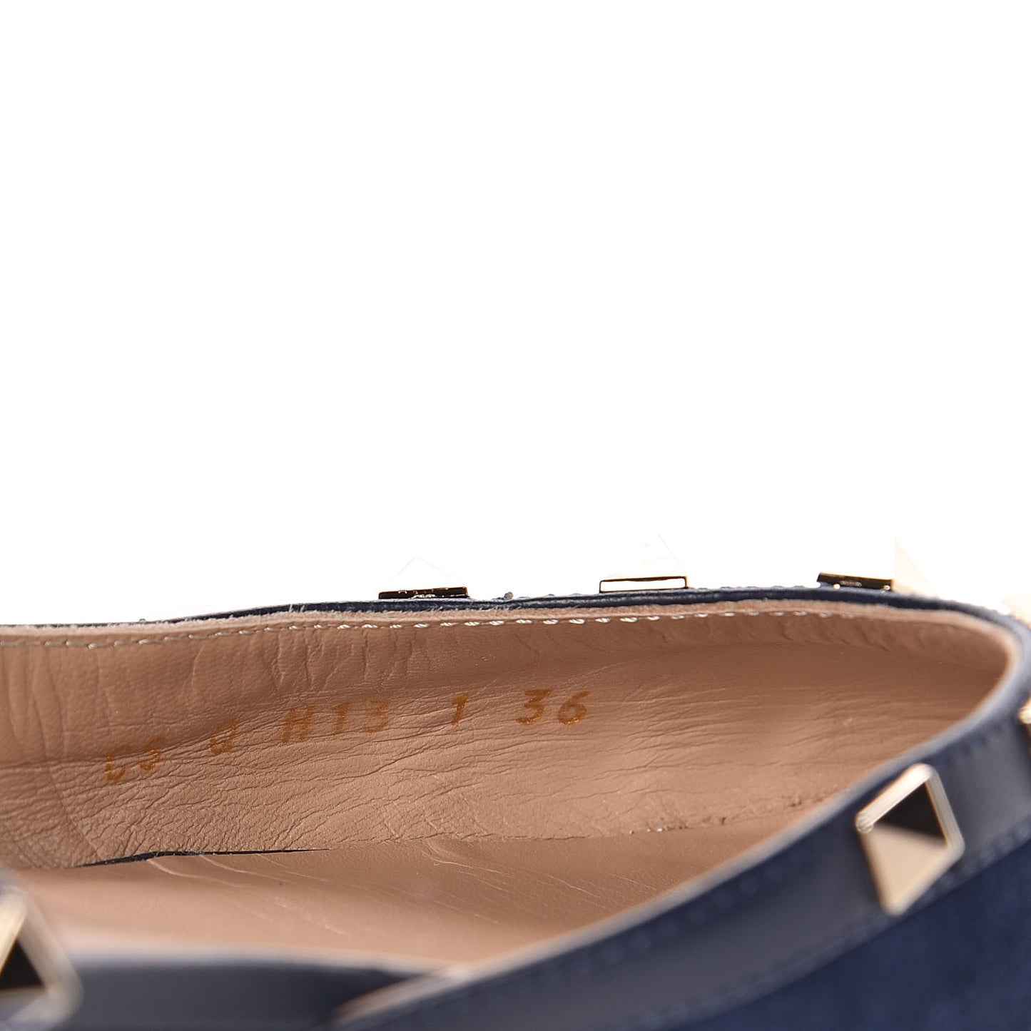 Suede Nappa Rockstud Slingback Flats 36 Marine