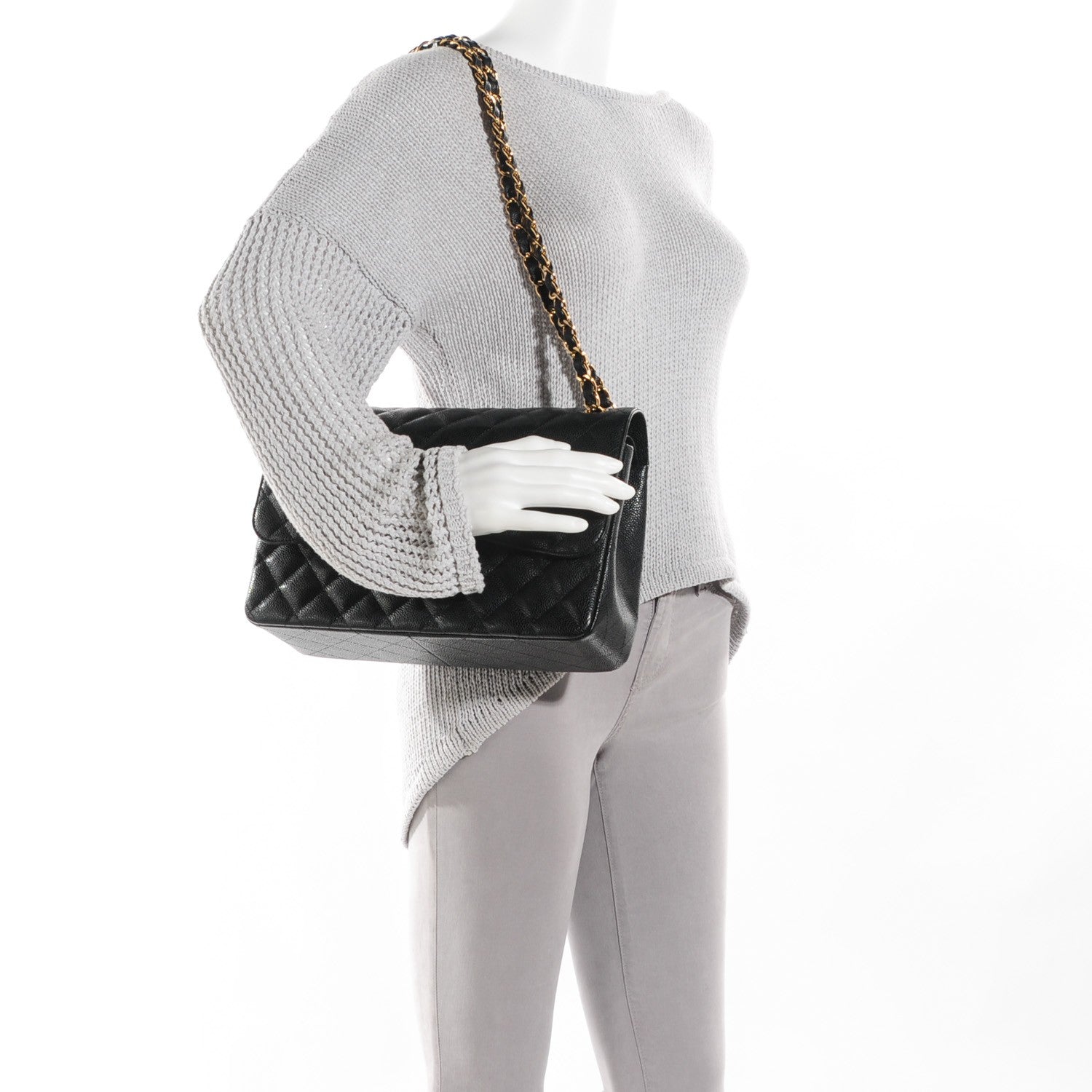Chanel Caviar Quilted Jumbo Double Flap Black 2 of 9