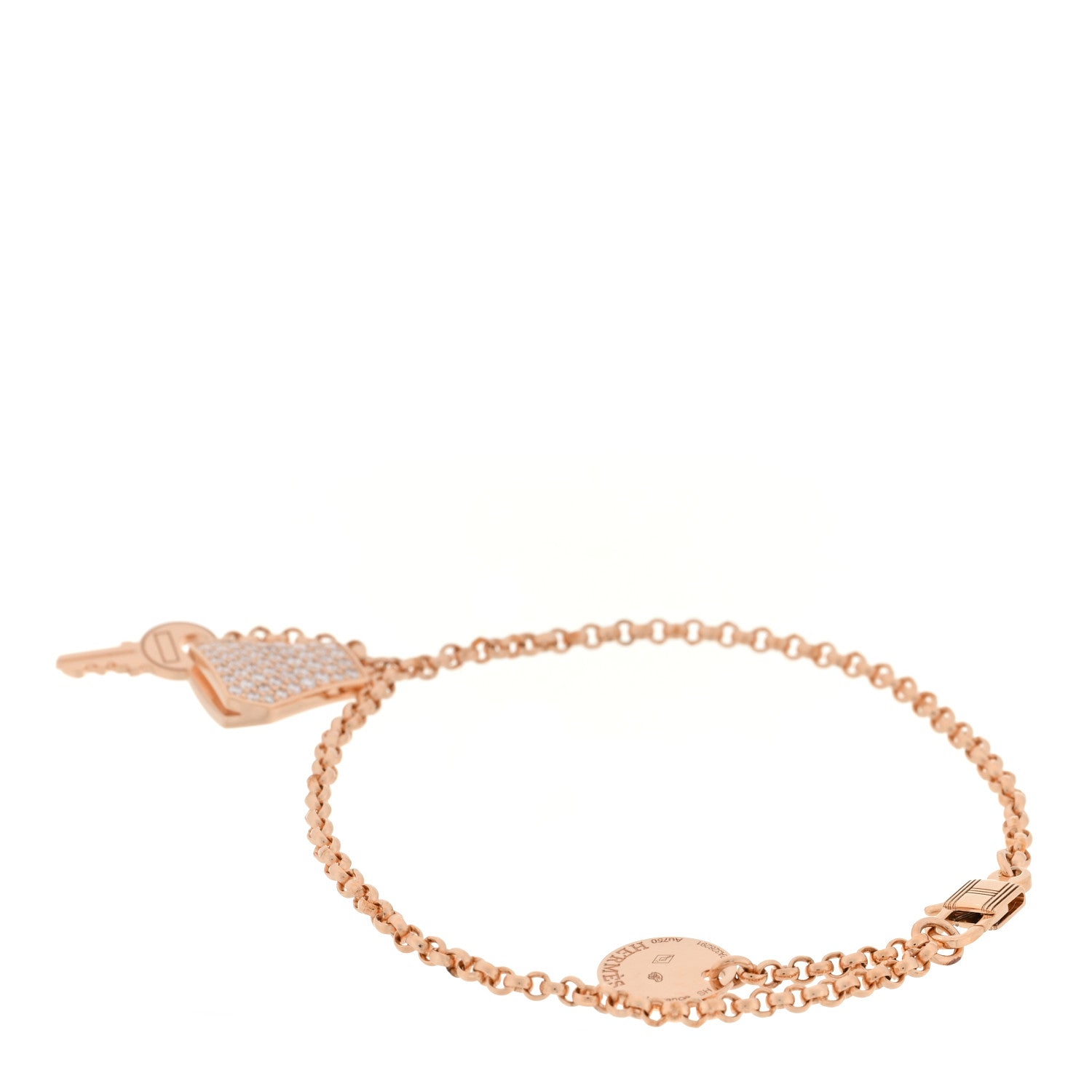 Hermes 18K Rose Gold Diamond PM Kelly Clochette Bracelet SH 2 of 4