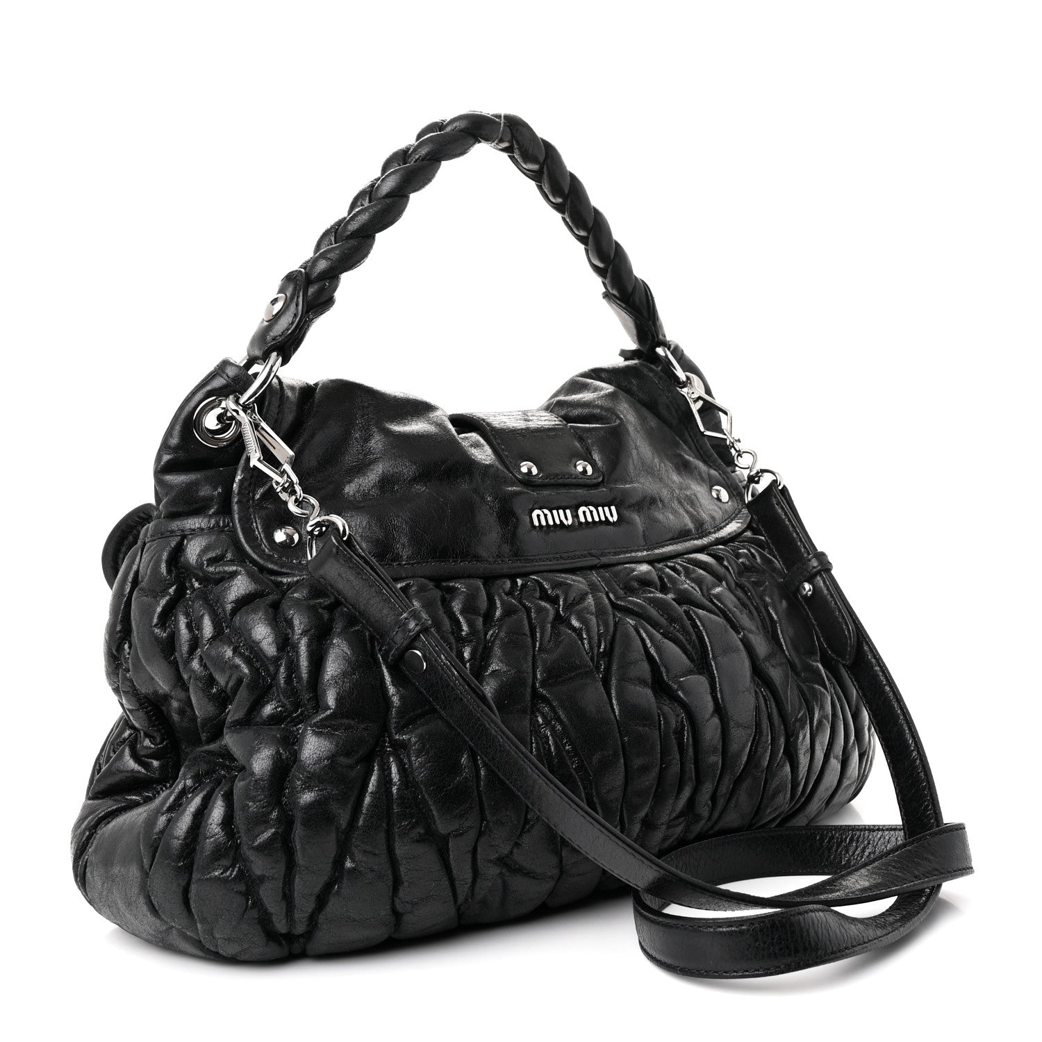 Miu Miu Nappa Matelasse Coffer Hobo Black 3 of 10