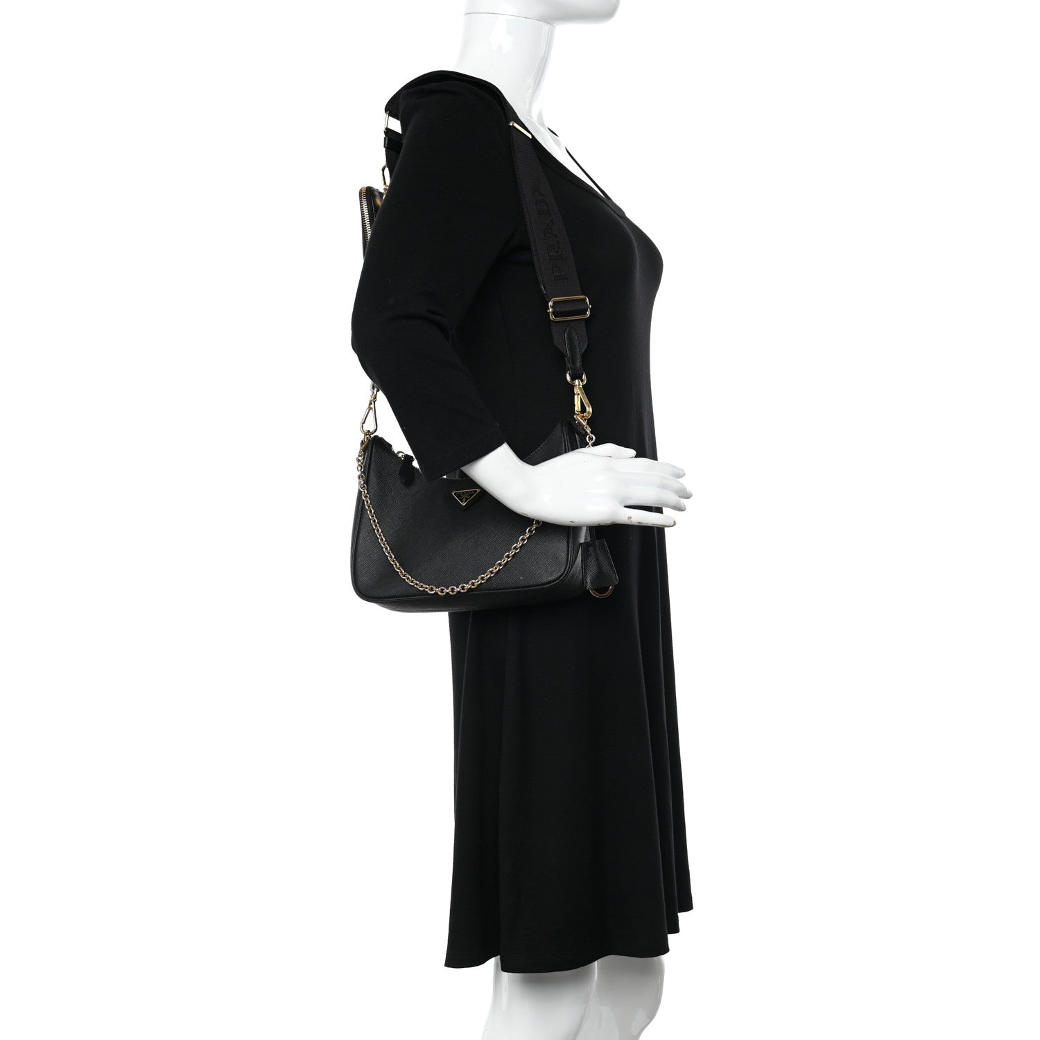 Prada Saffiano Lux Re-Edition 2005 Shoulder Bag Black 2 of 11