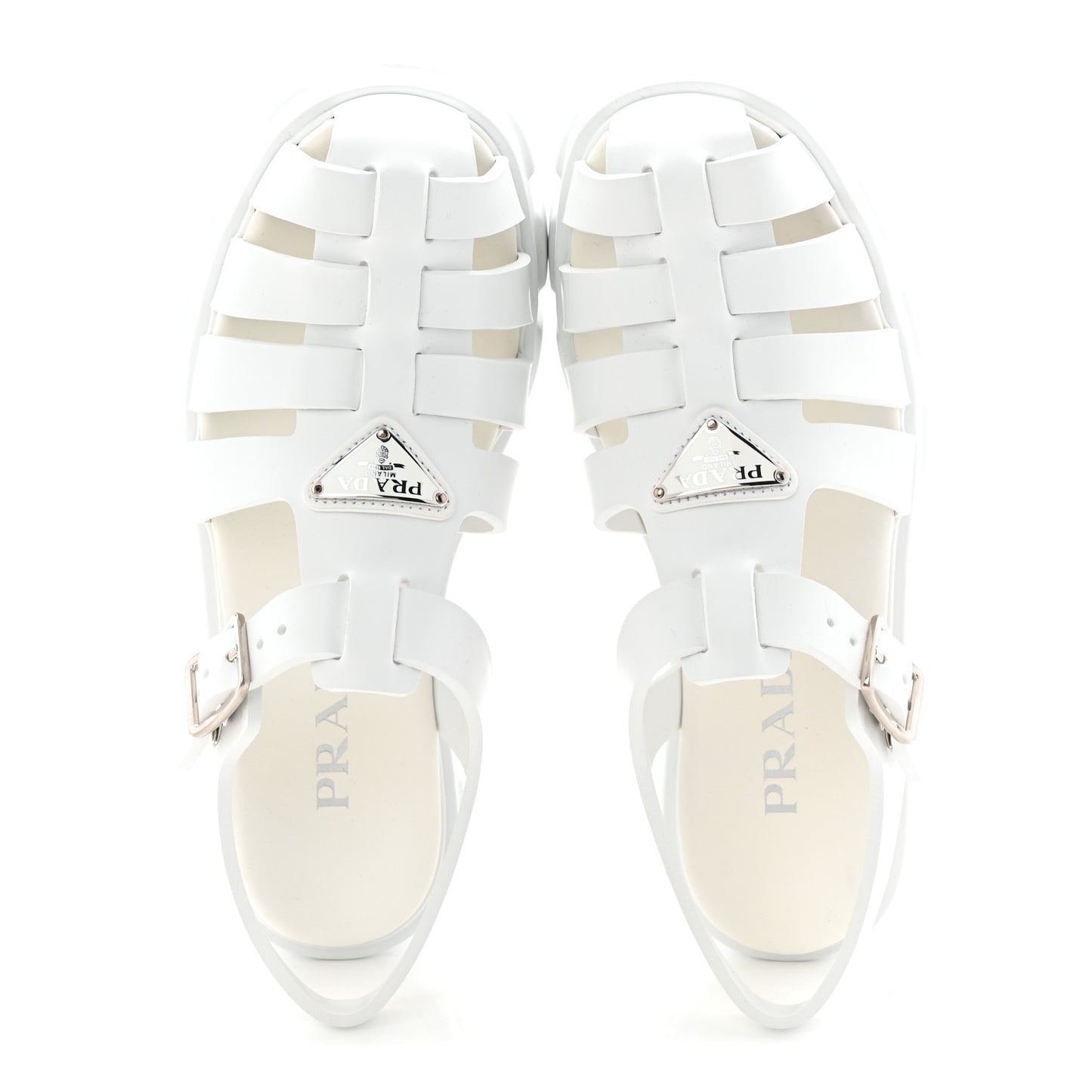 Foam Rubber Metal Triangle Logo Monolith 55mm Cage Sandals 38 White