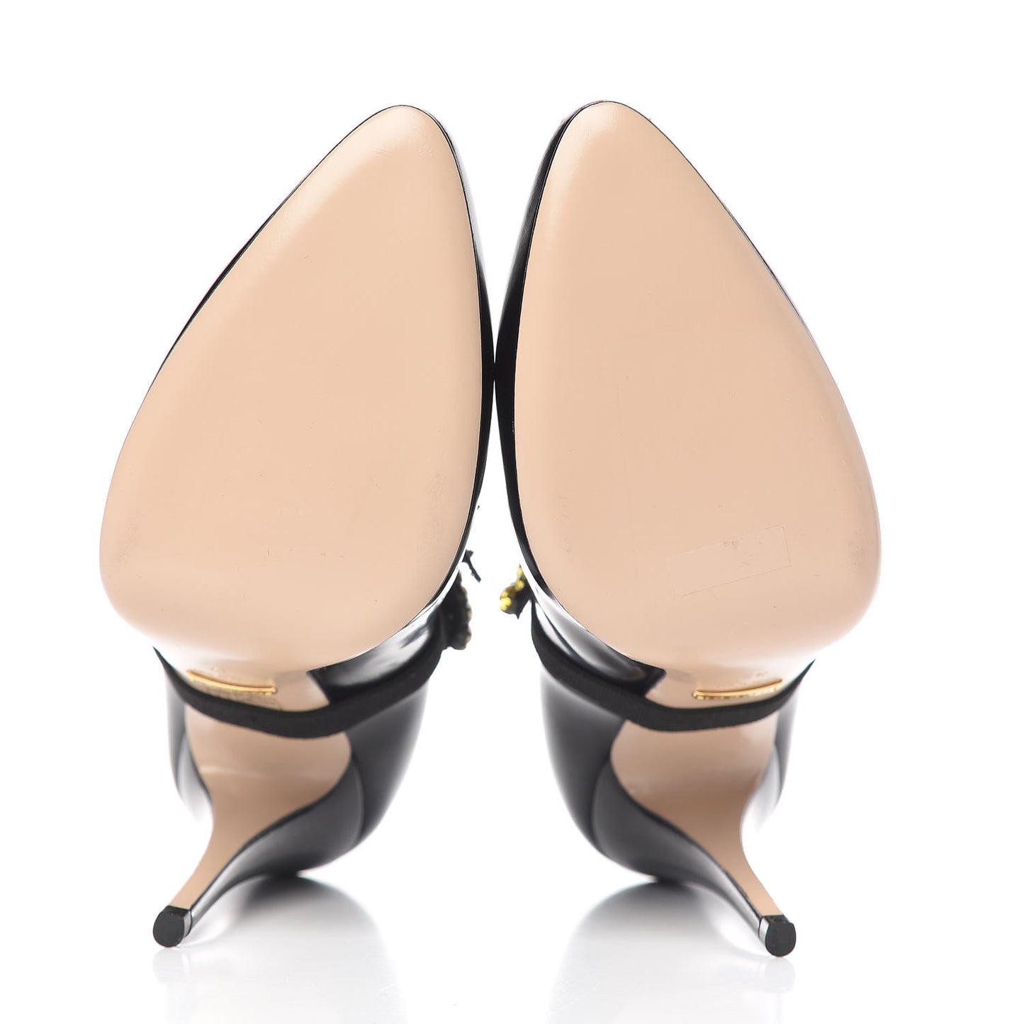 Polished Calfskin Removable Bee Elaisa Platform High Heel Pumps 37 Black