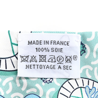 Hermes Silk Splash Park Twilly  Vert De Gris Jaune Bleu 3 of 4