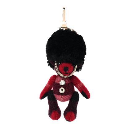 Burberry Cashmere Check Busby Thomas Bear Keychain Charm Parade Red 1 of 3