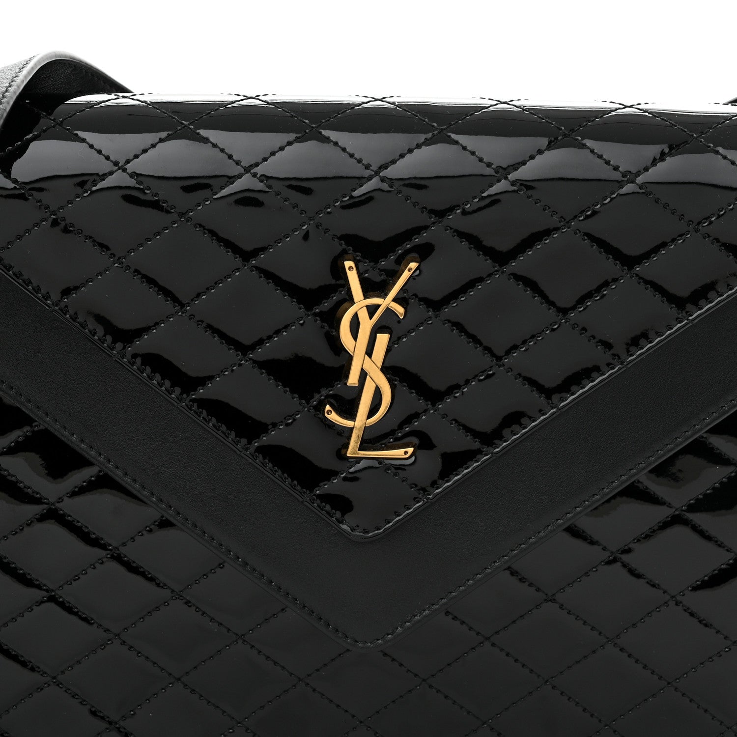 Saint Laurent Calfskin Quilted Lacquered Gaby Satchel Black 9 of 12
