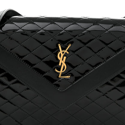 Saint Laurent Calfskin Quilted Lacquered Gaby Satchel Black 9 of 12
