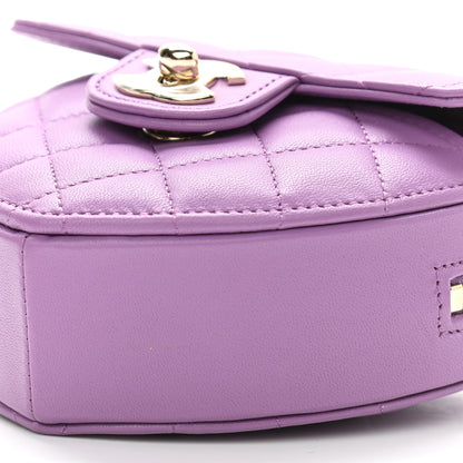 Chanel Lambskin Quilted CC In Love Heart Clutch With Chain Purple 10 of 10