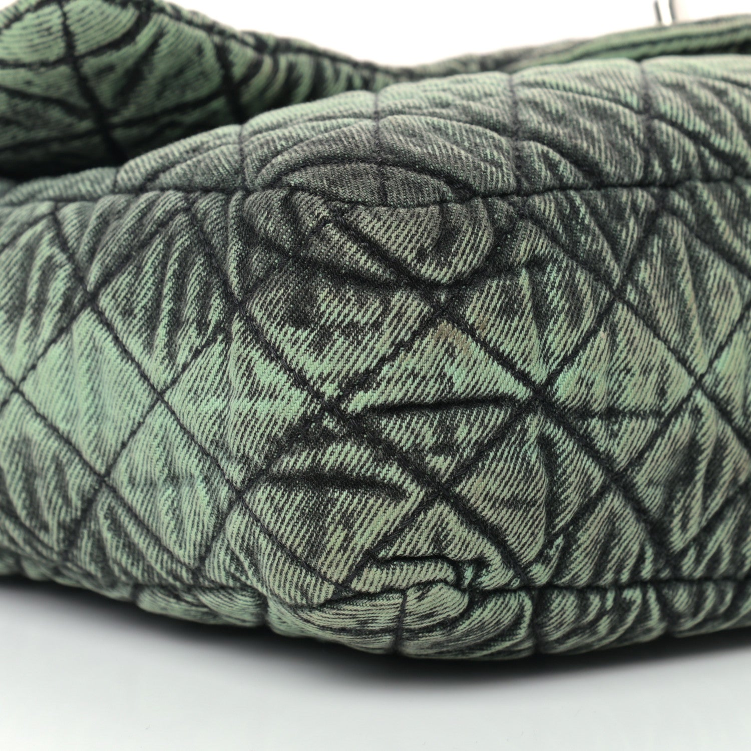 Chanel Denim Quilted Denimpression Flap Green Black 8 of 9