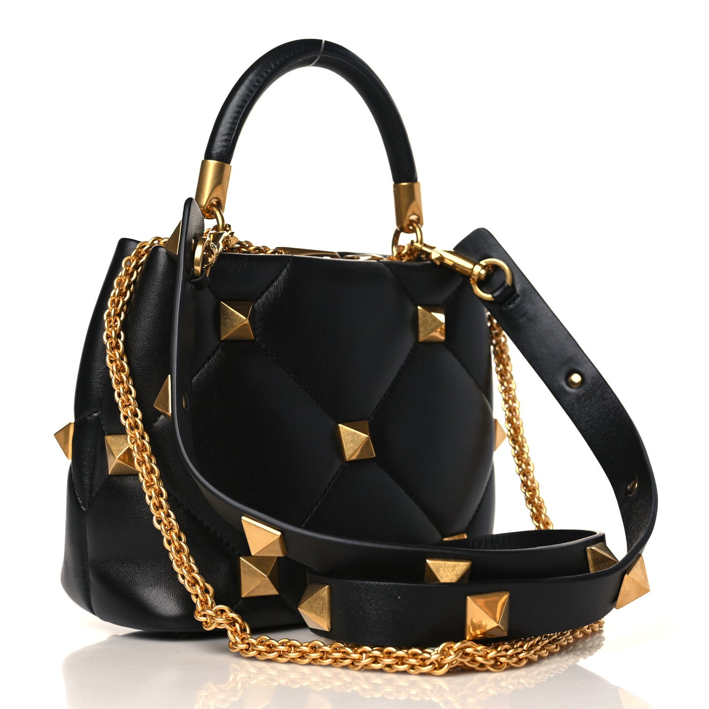 Nappa Small Roman Stud The Handle Bag Black