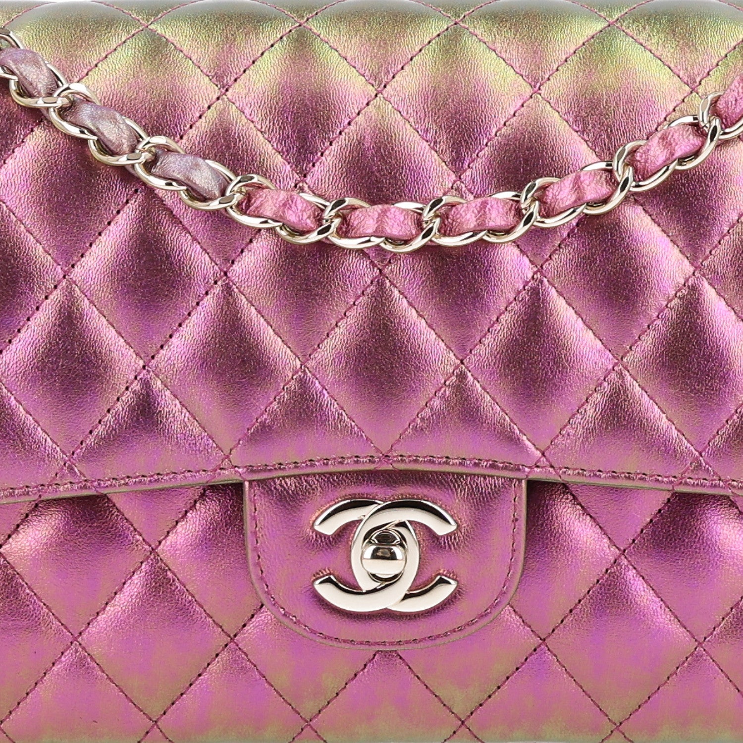 Chanel Iridescent Lambskin Quilted Medium Double Flap Purple 7 of 9