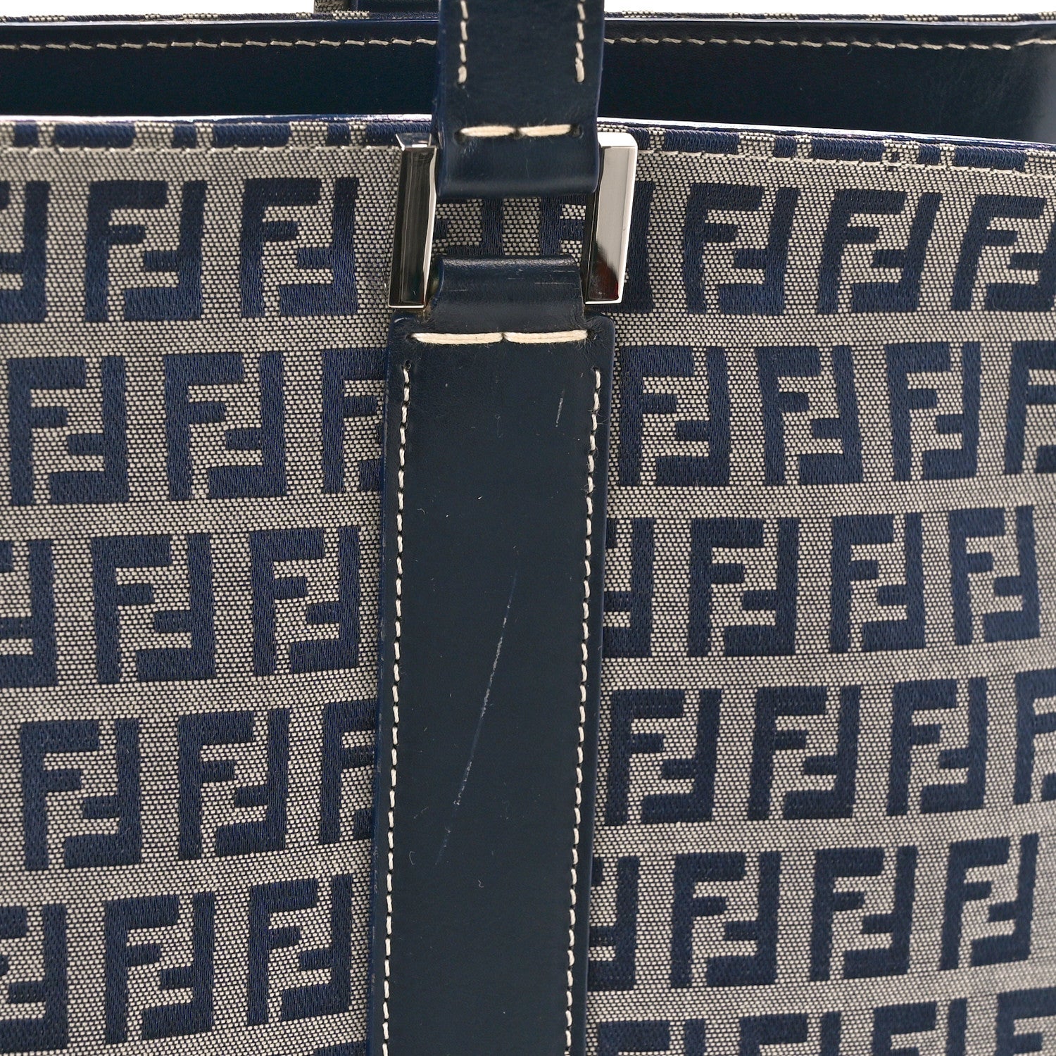 Fendi Zucchino Shoulder Bag Navy Blue 10 of 10