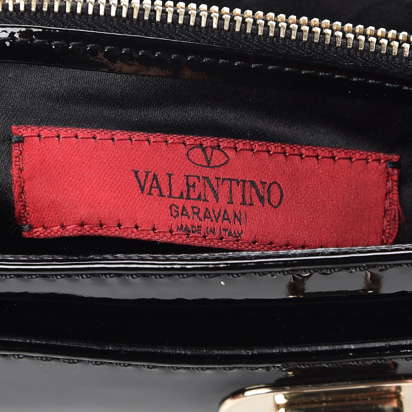 Patent Mini Rockstud Crossbody Bag Black