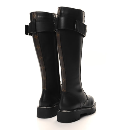 Louis Vuitton Monogram Calfskin Territory Tall Lace Up Ranger Boots 36 Black 4 of 8