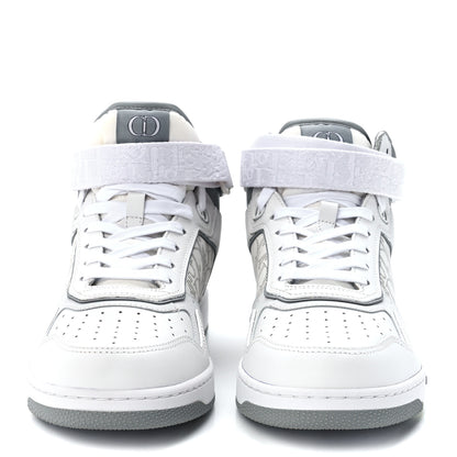 Christian Dior Smooth Calfskin Oblique Galaxy Perforated Mens B27 Mid Top Sneakers 43 White Grey 2 of 9