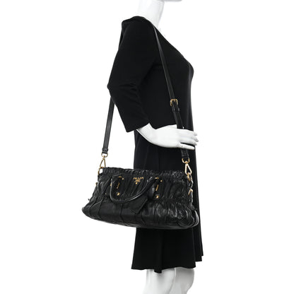 Prada Nappa Gaufre Shopping Satchel Black 2 of 10