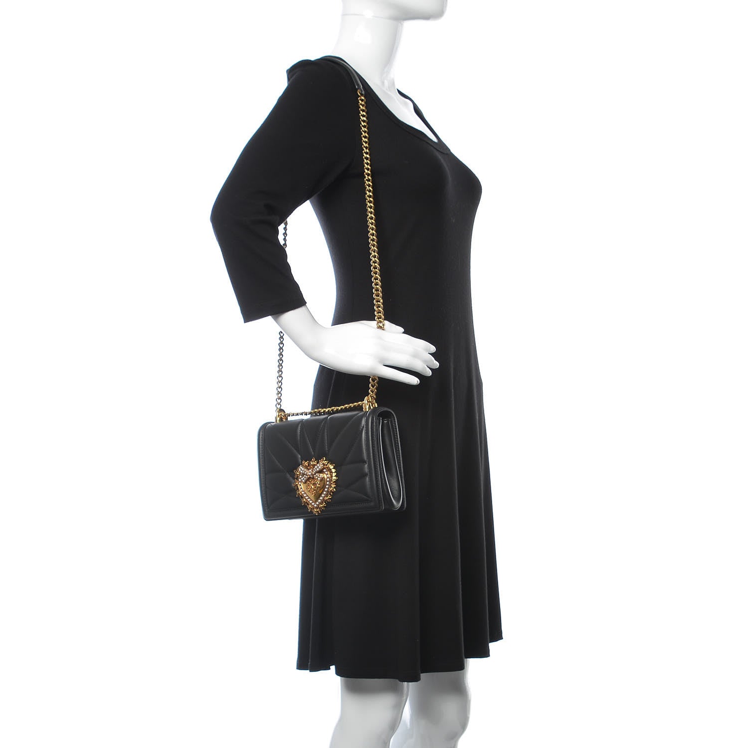 Dolce & Gabbana Calfskin Medium Devotion Crossbody Bag Black 2 of 9
