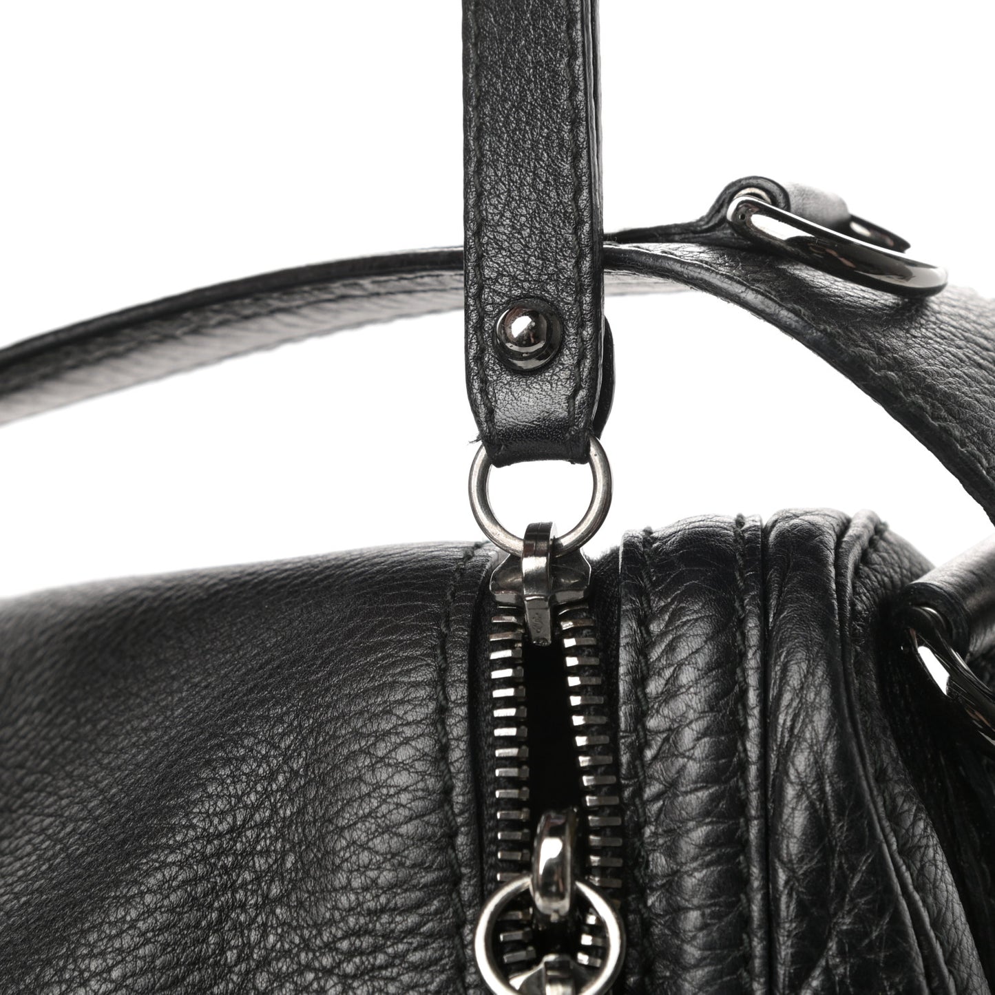 Pebbled Calfskin Medium Icon Bit Shoulder Bag Black