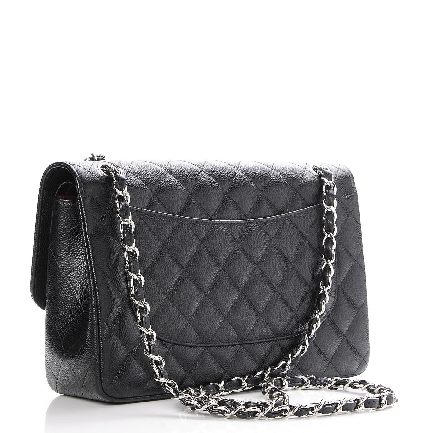 Caviar Quilted Jumbo Double Flap Black