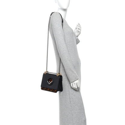 Fendi Vitello Century Velvet F is Fendi FF Small Kan I Shoulder Bag Black Tobacco 2 of 10