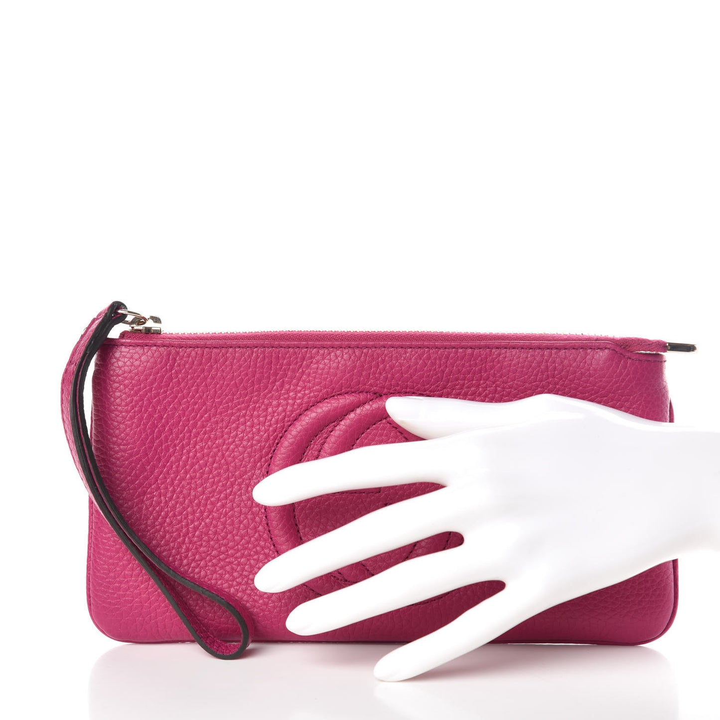 Pebbled Calfskin Soho Wristlet Bright Bougainvillea