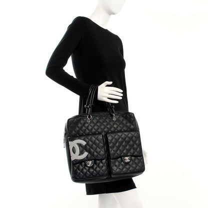 Chanel Calfskin Quilted Cambon Multipocket Top Handle Bag Black 2 of 10