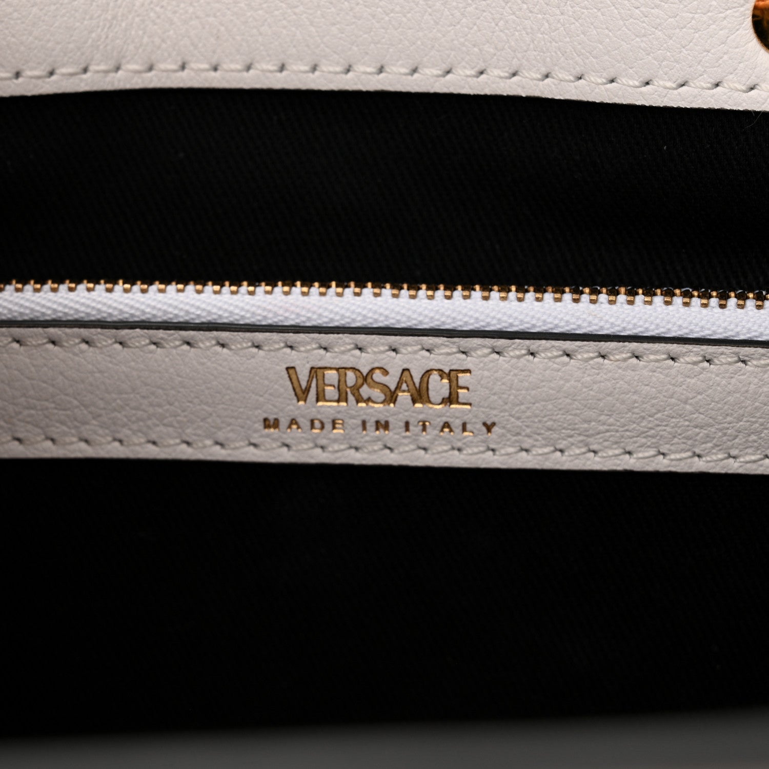 Versace Grained Calfskin Small La Medusa Chain Tote White 5 of 9