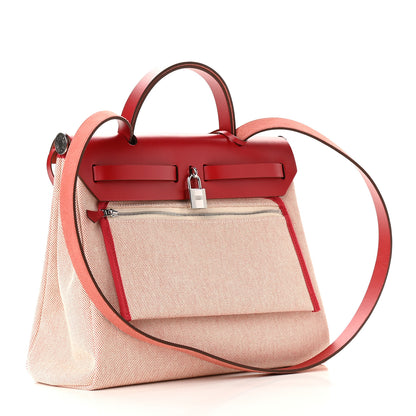 Hermes Vache Hunter Toile Pegase Pop Herbag Zip Retourne 31 PM Rouge Piment 4 of 11