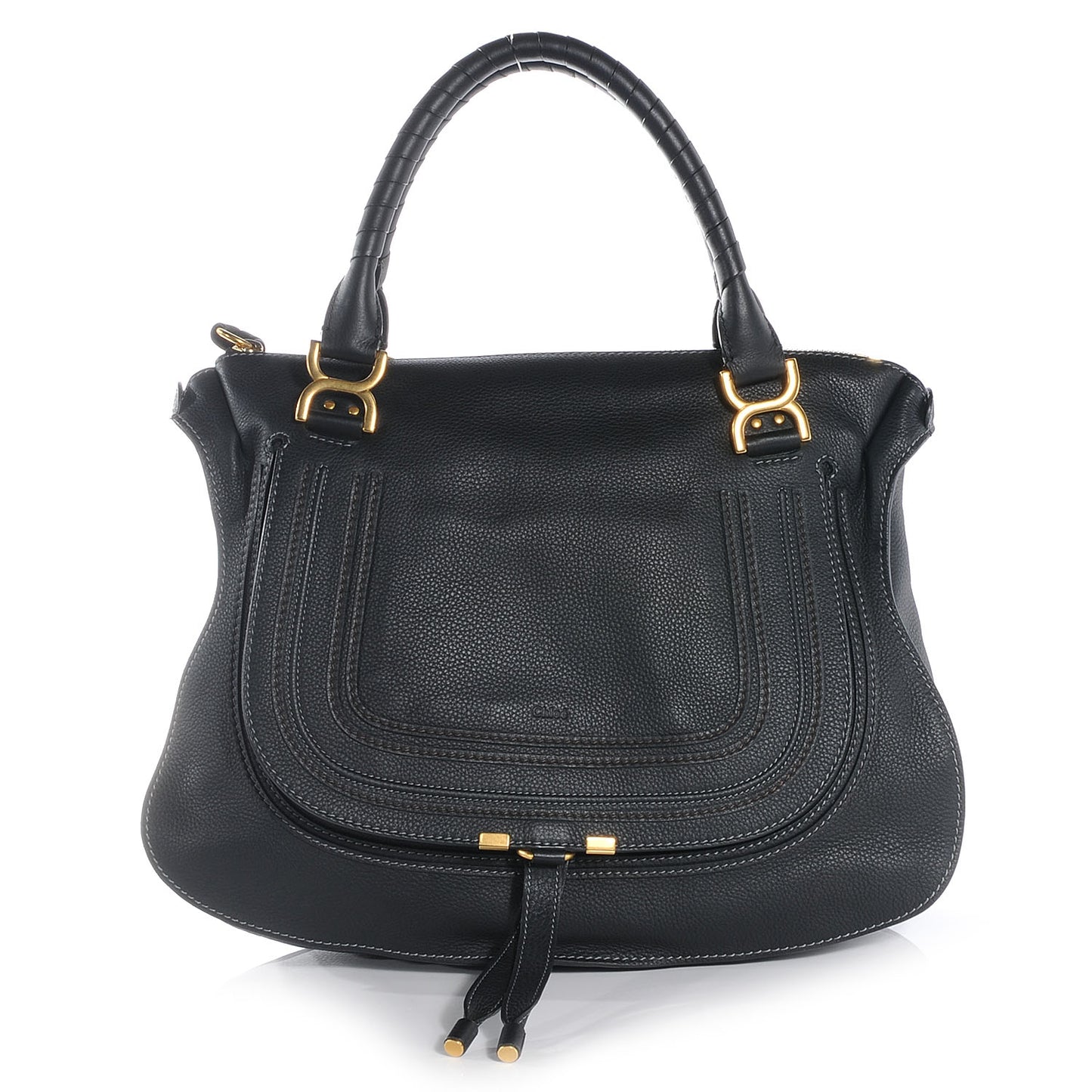 Leather Large Marcie Satchel Black