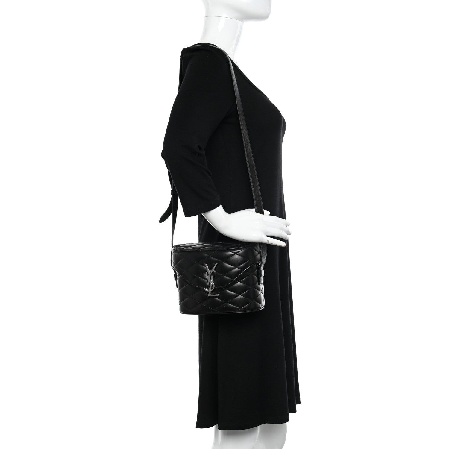Saint Laurent Lambskin Quilted Monogram June Box Bag Black 3 of 10
