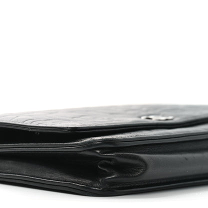 Chanel Lambskin Camellia Embossed Wallet on Chain WOC Black 9 of 11