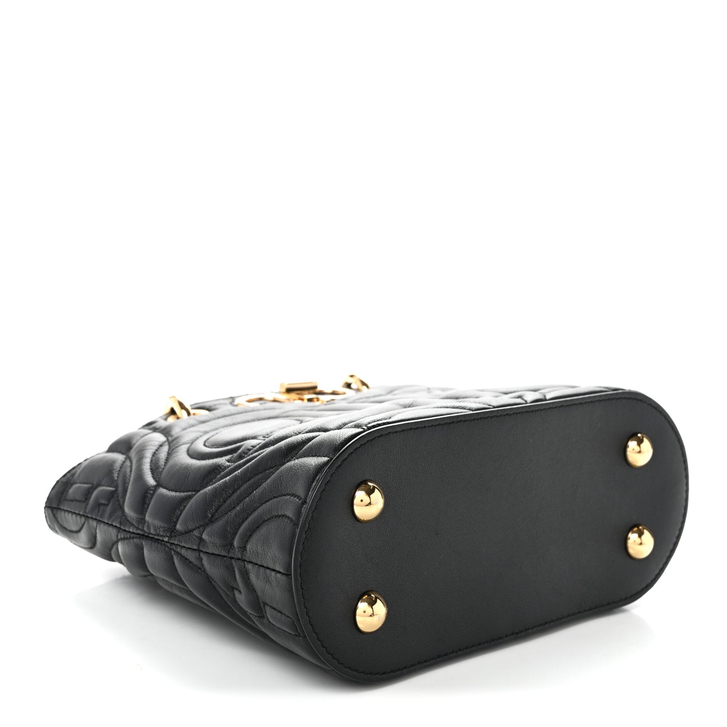 Calfskin Embossed Logo Plaque Gancini Tote Black