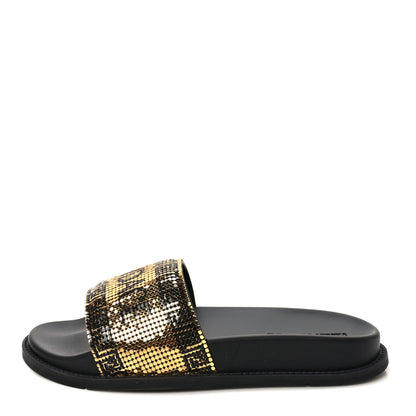 Versace X FENDI Metal Chainmail Mesh Pool Slides 38 Gold Black 1 of 8