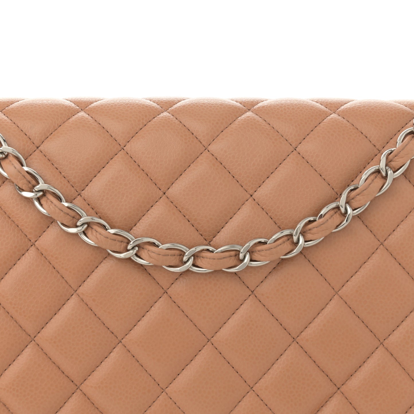 Caviar Quilted Maxi Double Flap Dark Beige