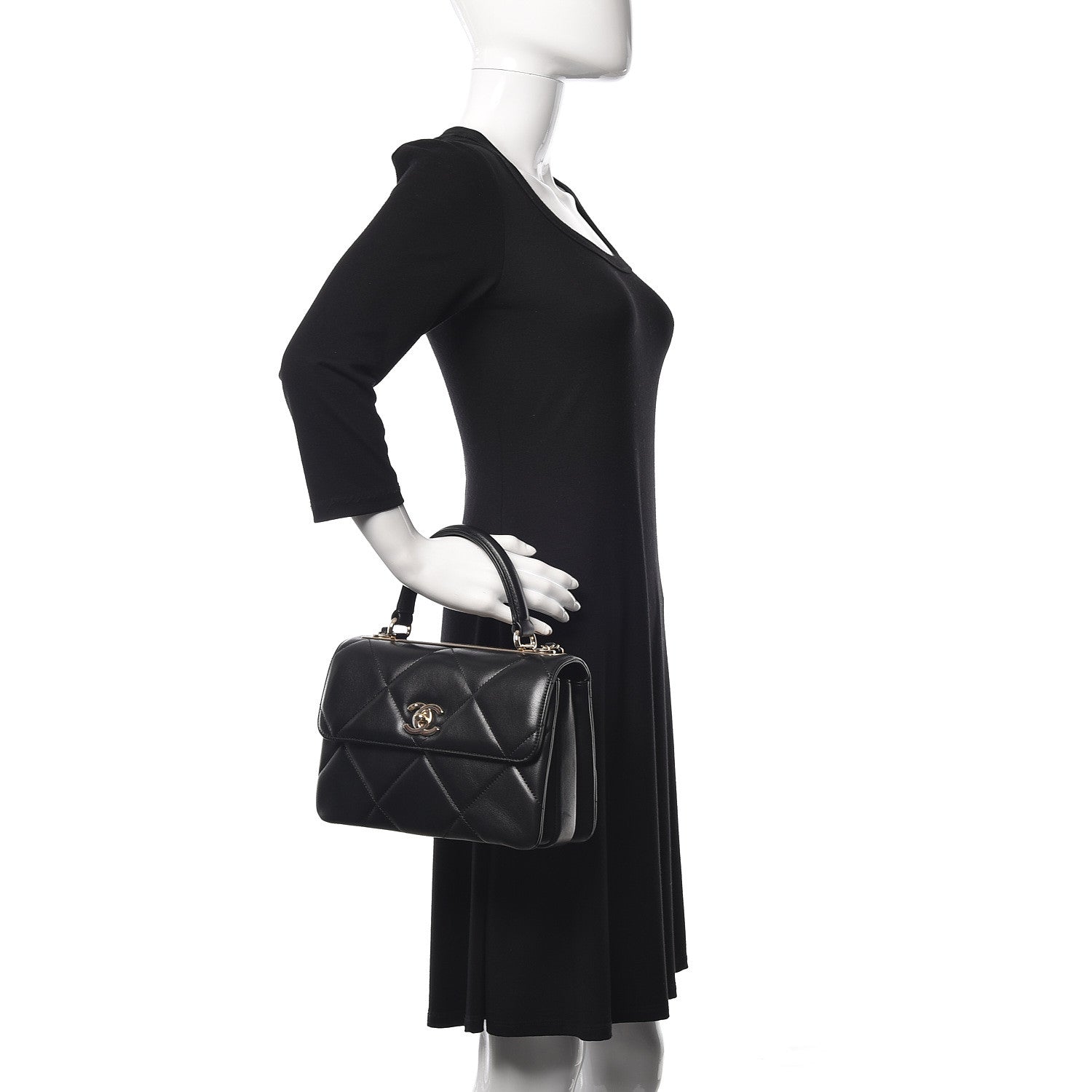 Chanel Lambskin Quilted Small Trendy CC Dual Handle Flap Bag Black 2 of 12