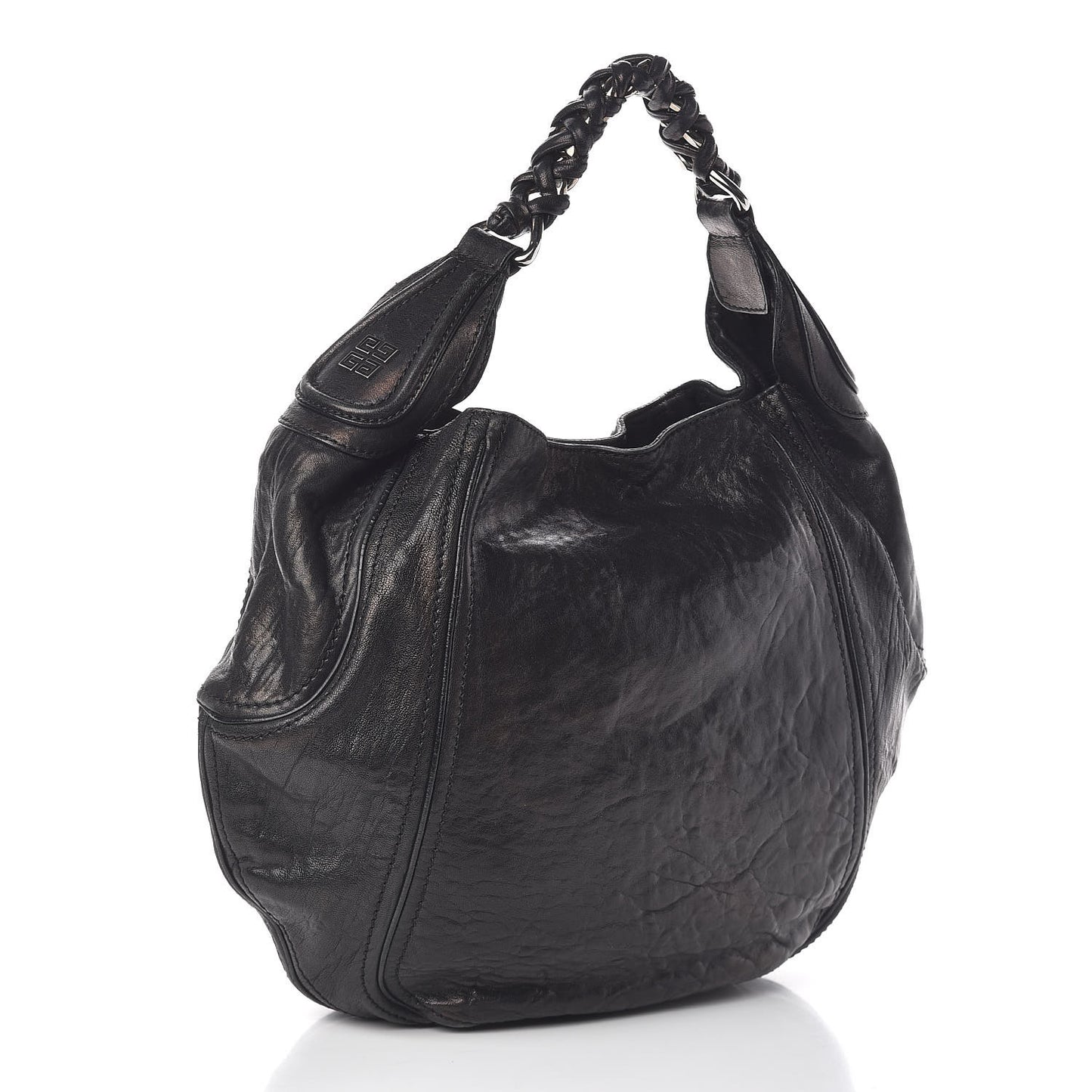 Tumbled Sheepskin Eclipse Hobo Black