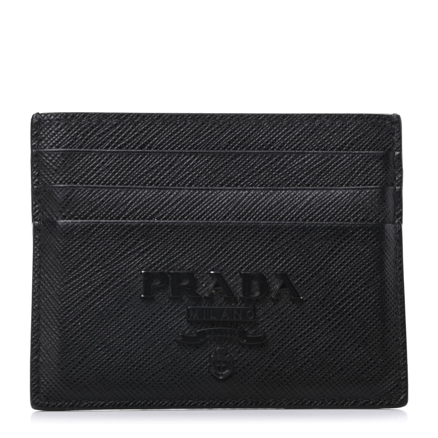 Prada Saffiano Shine Monochrome Card Holder Black 1 of 7
