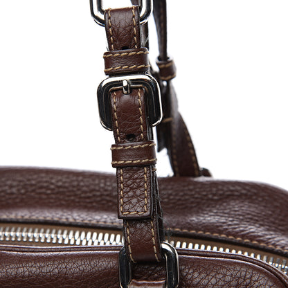 Prada Vitello Daino Embossed Logo Bowler Bruciato 14 of 15