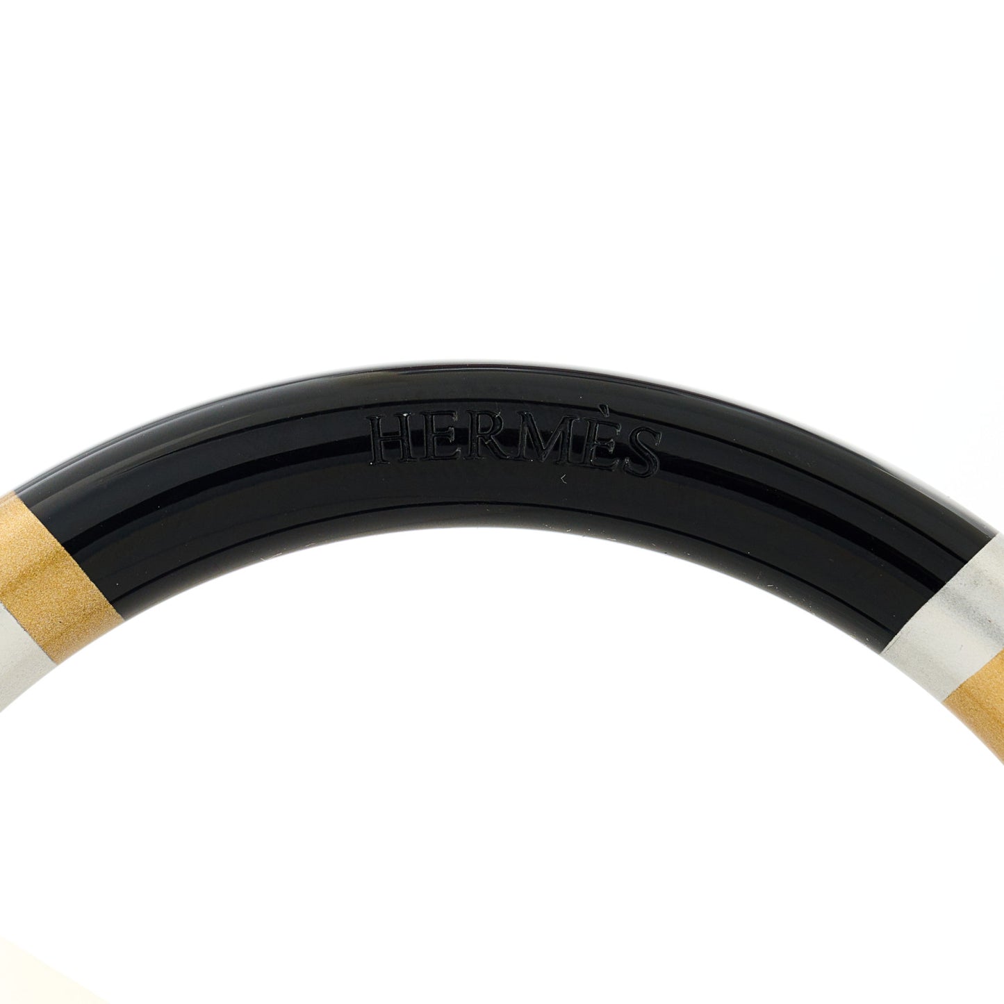 Lacquered Wood H Equipe PM Bangle Bracelet T1 Black