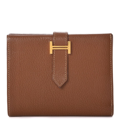 Hermes Chevre Mysore Bearn Compact Wallet Gold 1 of 11