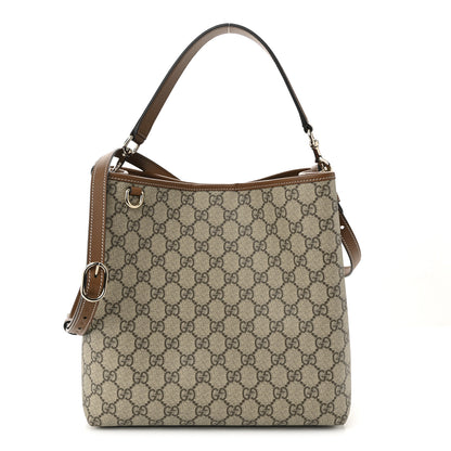 Gucci GG Supreme Monogram Emblem Small Shoulder Bag Beige Ebony Sundial 1 of 9