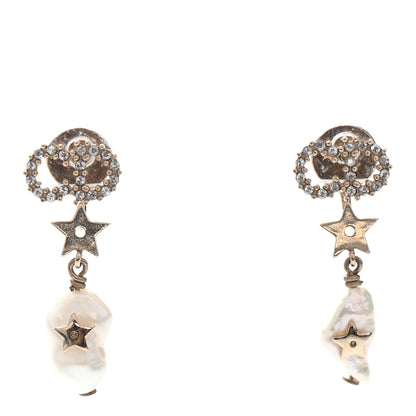 Christian Dior Crystal Pearl Shiny-D Earrings Gold 1 of 4