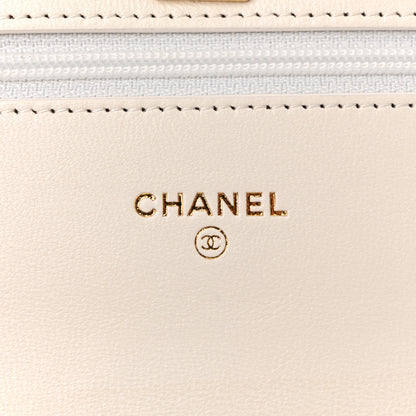 Chanel Lambskin Quilted CC Pearl Crush Wallet on Chain WOC White 6 of 13
