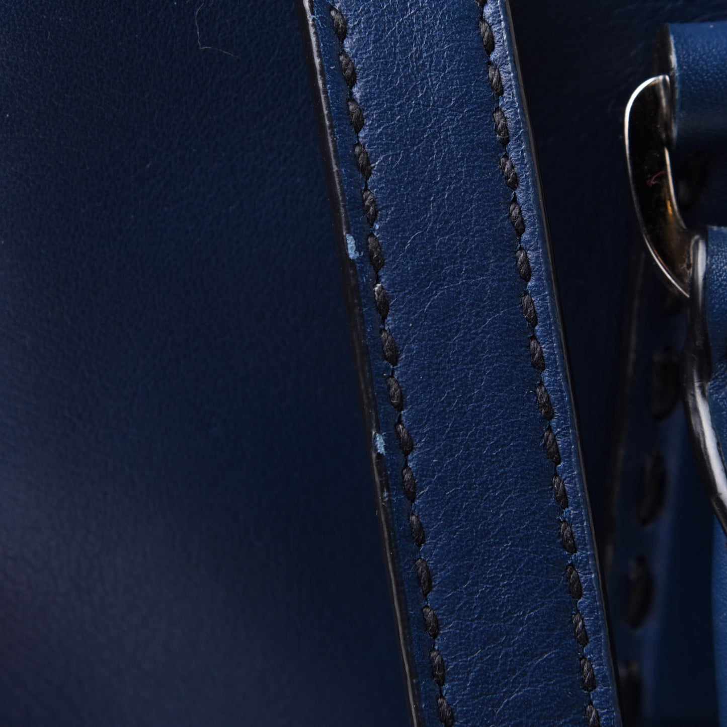 City Calf Hand Stitched Small Galleria Double Zip Tote Bluette