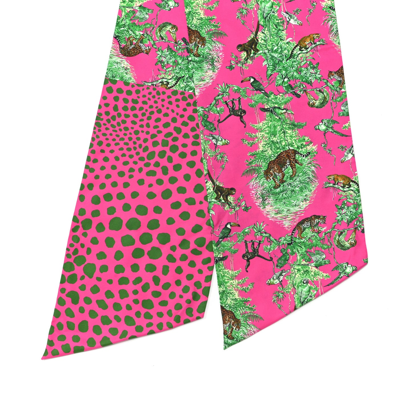 Silk Mousseline Equateur Maxi Twilly Rose Vif Vert De Gris