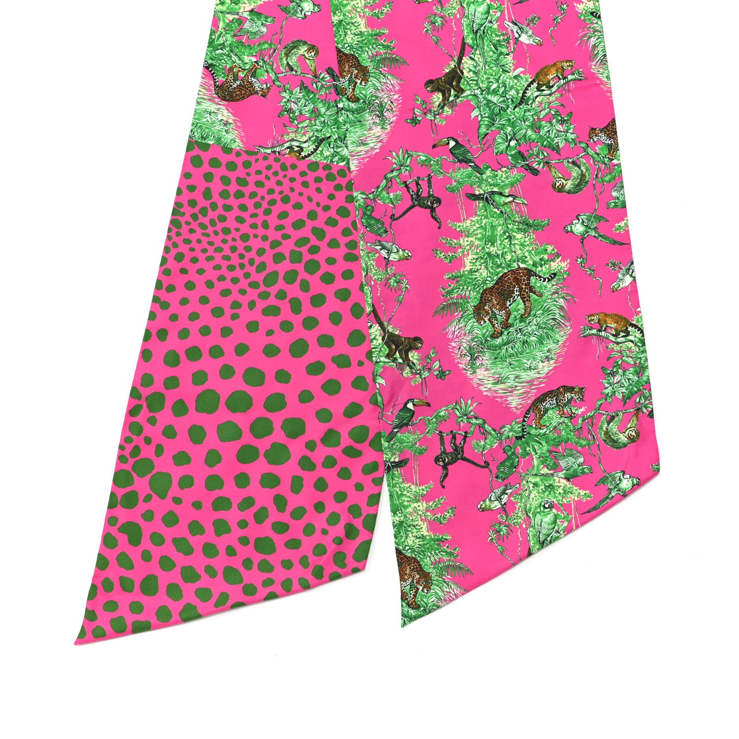 Hermes Silk Mousseline Equateur Maxi Twilly Rose Vif Vert De Gris 2 of 5