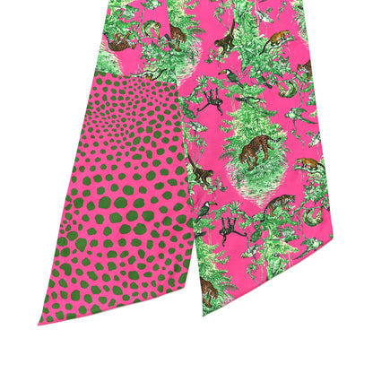 Hermes Silk Mousseline Equateur Maxi Twilly Rose Vif Vert De Gris 2 of 5