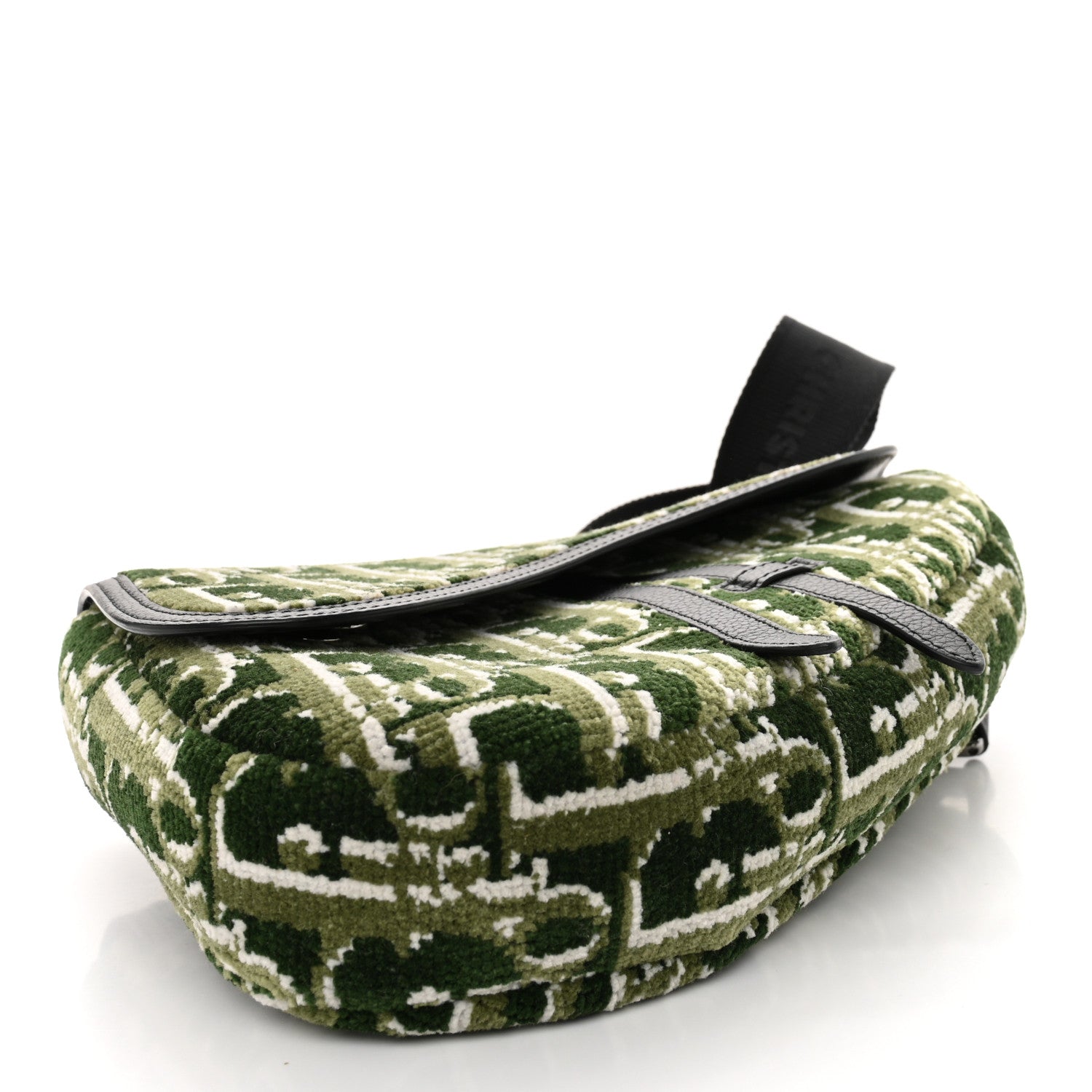 Christian Dior Velvet Oblique Mens Saddle Bag Black Green 4 of 9