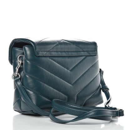Saint Laurent Calfskin Y Quilted Monogram Toy Loulou Satchel Dark Turquoise 3 of 8